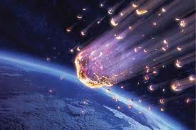 Graphic showing meteors plummeting to Earth