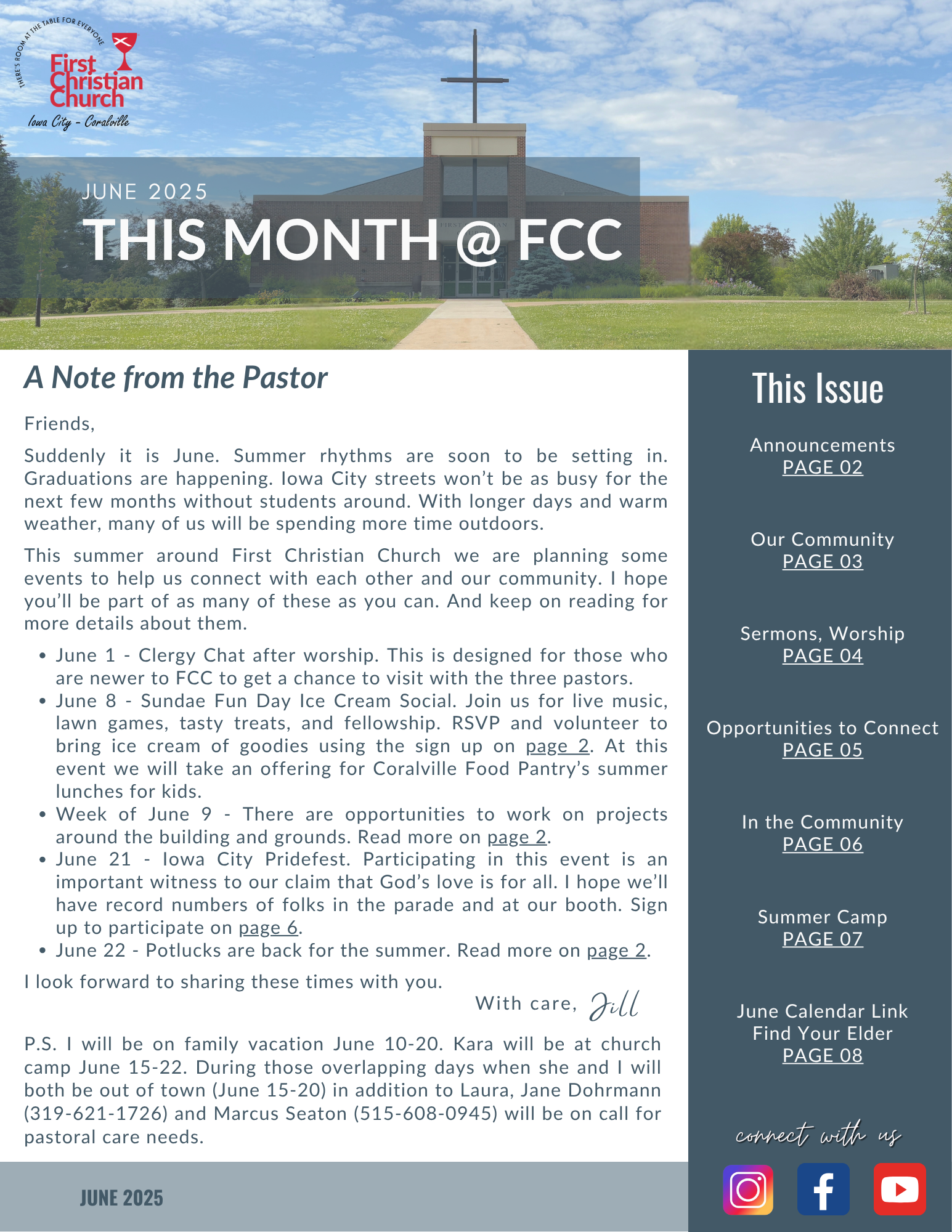 front page of newsletter